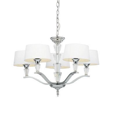 Anson Lighting Retba 5Lt  Chrome Plate & Vintage White Fabric Ceiling Pendant from B&Q