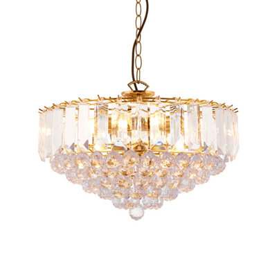 Anson Lighting Baringo 6Lt  Brass Plate & Clear Acrylic Ceiling Pendant from B&Q