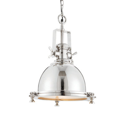 Anson Lighting Monoun 1Lt  Bright Nickel Plate & Sandblasted Glass Ceiling Pendant from B&Q