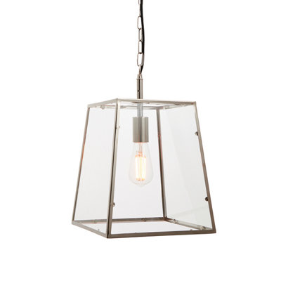 Anson Lighting Topozero 1Lt  Bright Nickel Plate & Clear Glass Ceiling Pendant from B&Q