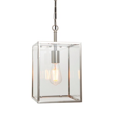 Anson Lighting Saimaa 1Lt  Bright Nickel Plate & Clear Glass Ceiling Pendant from B&Q