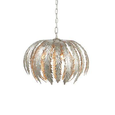 Anson Lighting Geneva 3Lt  Silver Leaf Ceiling Pendant from B&Q