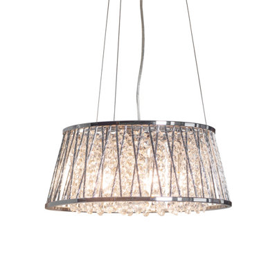 Anson Lighting Gaube 5Lt  Chrome Plate & Clear Crystal Ceiling Pendant from B&Q