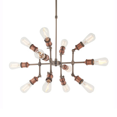 Anson Lighting Lispach 12Lt  Aged Copper & Aged Pewter Plate Ceiling Pendant from B&Q