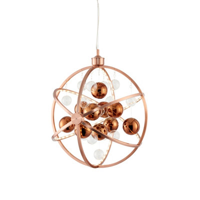 Anson Lighting Nyos 1Lt    Copper Plate With Clear And Copper Glass Pendant Single from B&Q