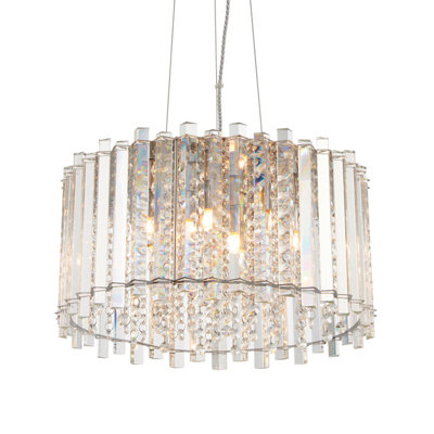 Anson Lighting Artesia 5Lt    Clear Crystal And Chrome Plate Pendant Plate from B&Q