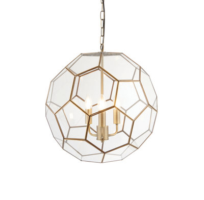 Anson Lighting Ryecroft 3Lt    Antique Brass Plate And Clear Glass Pendant Multi Arm Lamp from B&Q