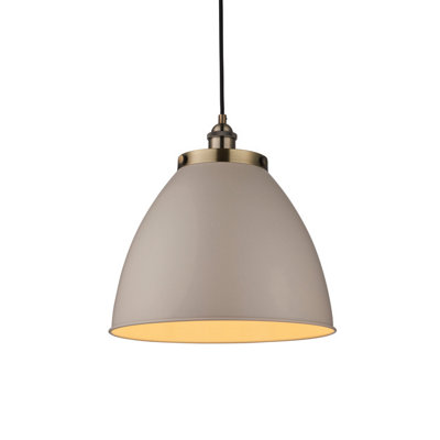 Anson Lighting Hampton 1Lt    Taupe And Antique Brass Plate Pendant Single from B&Q