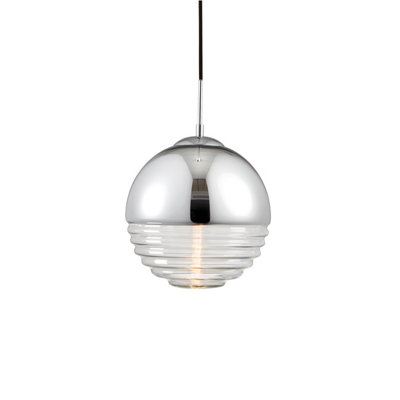 Anson Lighting Palma 1Lt    Chrome Plate And Clear Ribbed Glass Pendant Single from B&Q
