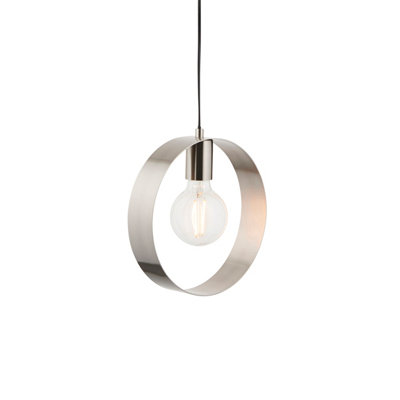 Anson Lighting Dalhart 1Lt    Brushed Nickel Plate Pendant Single from B&Q