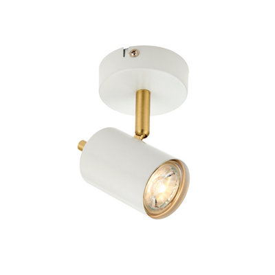 Anson Lighting Riviera 1Lt Spot Light  Matt White Paint & Satin Brass Plate from B&Q