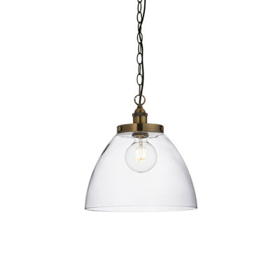 B&Q -  Luminosa Hansen Grand Dome Ceiling Pendant Antique Brass