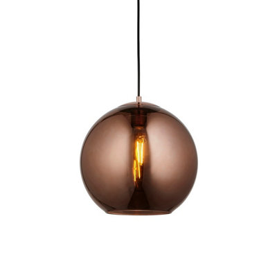Luminosa Lighting Luminosa Boli Dome Ceiling Pendant Copper Mirrored Glass from B&Q