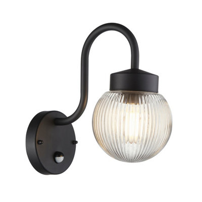 Luminosa Eldon Globe Wall Lamp Textured BlackIp44 from B&Q
