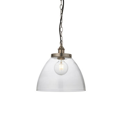 B&Q -  Luminosa Hansen Grand Dome Ceiling Pendant Brushed Silver Paint