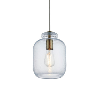 B&Q -  Luminosa Lyra Dome Ceiling Pendant Textured Glass