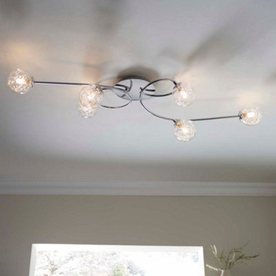 Pagazzi Lighting Pagazzi Jaymie 6-Light Chrome Semi-Flush Ceiling Light from B&Q