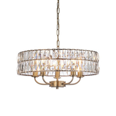B&Q -  Luminosa Clifton 5 Light Multi Arm Lamp Ceiling Pendant Antique Brass