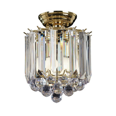 Anson Lighting Baringo 2Lt Flush Brass Effect Plate & Clear Acrylic from B&Q