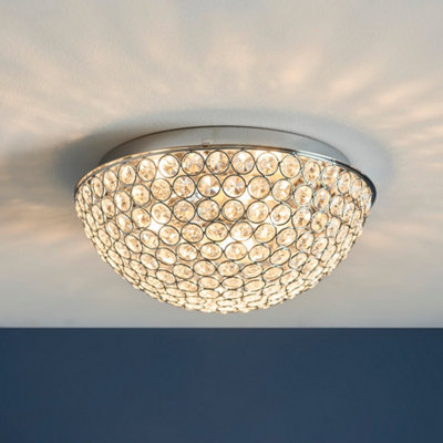 Anson Lighting Lolita 3Lt Flush Chrome Effect Plate And Clear Crystal Detail from B&Q