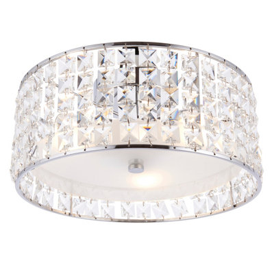 Anson Lighting Como 3 Lt Flush Chrome Effect Plate And Clear Acrylic With Bubbles from B&Q