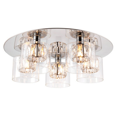 Anson Lighting Como 5 Lt Flush Chrome Effect Plate And Clear Glass from B&Q