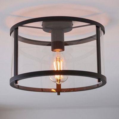Anson Lighting Lugano 1Lt Flush Matt Black Paint And Clear Glass from B&Q