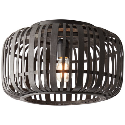 Anson Lighting Orta 1Lt Flush Dark Bamboo And Matt Black Paint And Dark Plywoood from B&Q