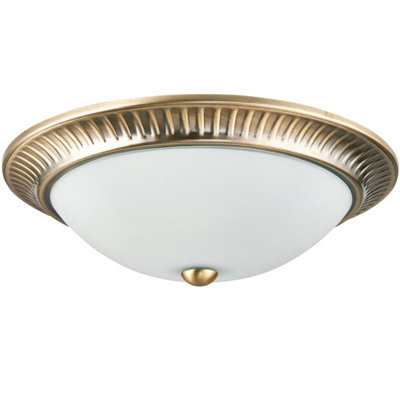 Anson Lighting Vico 2Lt Flush Antique Brass Plate And Etched Glass from B&Q
