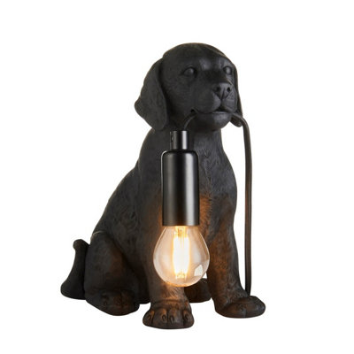 Luminosa Lighting Luminosa Labrador Puppy Table Lamp Matt Black1X E14 from B&Q
