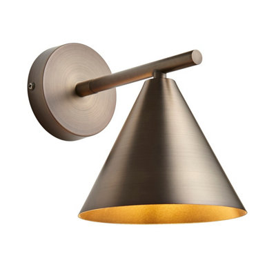 Luminosa Lighting Luminosa Cape Dome Wall Lamp Brushed Antique Bronze Plate1X E14 from B&Q