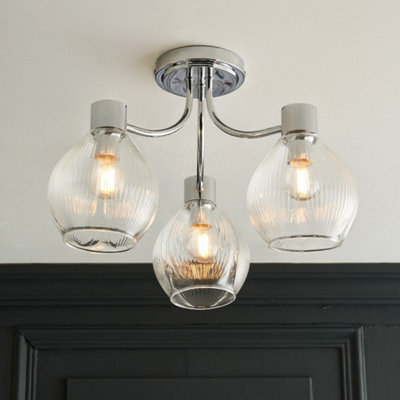 Pagazzi Lighting Light Pagazzi Ing Hamilton 3 Polished Chrome Semi Flush Ceiling - Image 2