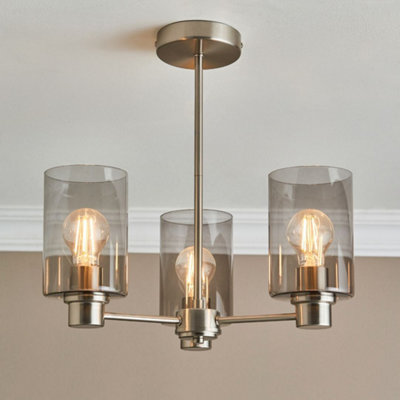 Pagazzi Ing Kingsholm 3 Satin Nickel Semi Flush Ceiling Light