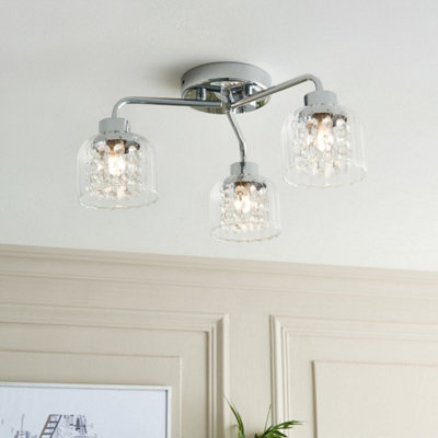 Pagazzi Lighting Pagazzi Yarrow 3 Light Polished Chrome Semi Flush Ceiling Light from B&Q