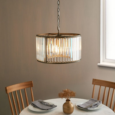 Pagazzi Lighting Pagazzi Resto Crystal & Antique Brass Pendant Ceiling Light from B&Q