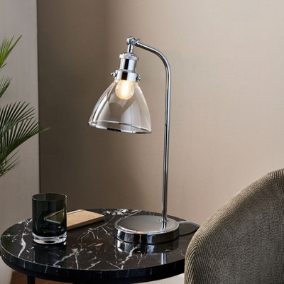 B&Q -  Pagazzi Brunswick Polished Nickel & Glass Desk Table Lamp