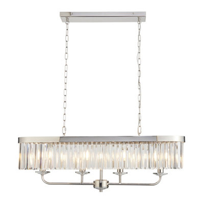 Luminosa Lighting Luminosa Ascoli Bar Pendant Ceiling Light Bright Nickel Plate & Clear Cut Glass 4 X 6W Led E14 from B&Q