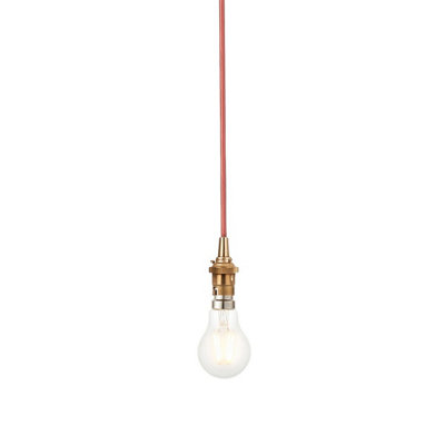 Luminosa Lighting Luminosa Eltham Slim Pendant Ceiling Light Brushed Aged Brass PlateRed Flex1X B22 from B&Q