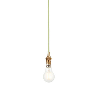 Luminosa Lighting Luminosa Eltham Slim Pendant Ceiling Light Brushed Aged Brass PlateGreen Flex1X B22 from B&Q