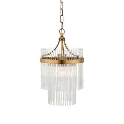 Netlighting Unisex Gold Marietta Pendant Ceiling Light Antique Brass Plate Clear Glass 1X E27 In Size 1 - Image 4