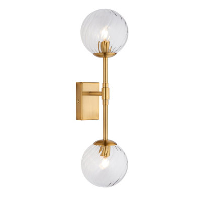Luminosa Lighting Luminosa Rome Globe Wall Lights Brushed Aged Brass Plate & Clear Glass 2X Led G9 from B&Q