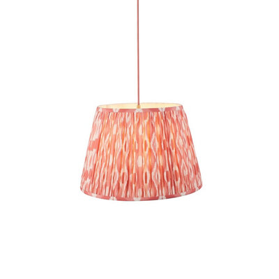 Luminosa Lighting Luminosa Eltham Brushed Aged BrassRed Flex Pendant Light With Coral Pink Fabric Ikat Shade 40Cm B22 from B&Q