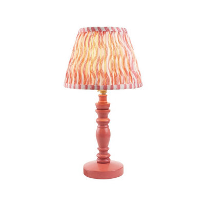 Luminosa Lighting Luminosa Bibury Satin Pink Clay Paint Table Lamp With Coral Pink Fabric Ripple Shade 20Cm B22 from B&Q