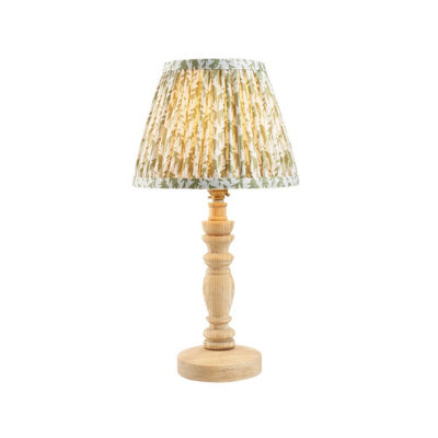 Luminosa Lighting Luminosa Bibury Natural Ash Table Lamp With Herb Garden Green Fabric Leaf Shade 20Cm B22 from B&Q