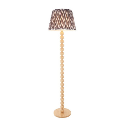 Luminosa Lighting Luminosa Cane Natural Bamboo Floor Lamp With Pearl Grey Fabric Zigzag Shade 40Cm E27 from B&Q