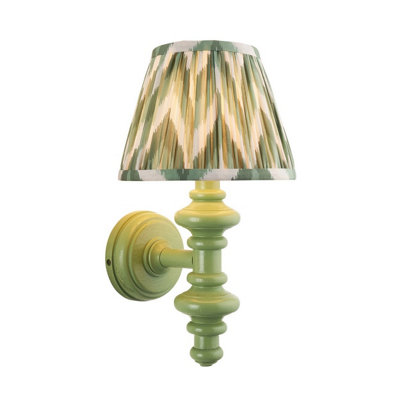 Luminosa Lighting Luminosa Carnaby Satin Cotswold Green Paint Wall Light With Cotswold Green Fabric Zigzag Shade 20Cm B22 from B&Q