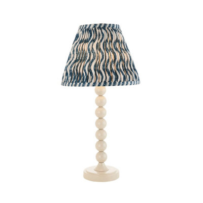 Luminosa Lighting Luminosa Higgledy Gloss Almond White Paint Table Lamp With Marlin Blue Fabric Ripple Shade 25Cm E14 from B&Q