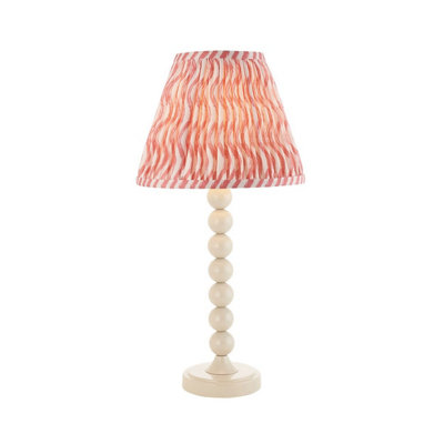 Luminosa Lighting Luminosa Higgledy Gloss Almond White Paint Table Lamp With Coral Pink Fabric Ripple Shade 25Cm E14 from B&Q