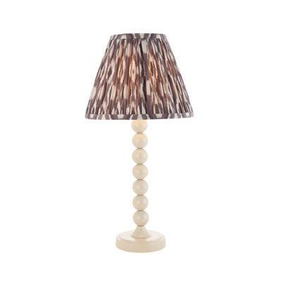 Luminosa Lighting Luminosa Higgledy Gloss Almond White Paint Table Lamp With Pearl Grey Fabric Ikat Shade 25Cm E14 from B&Q
