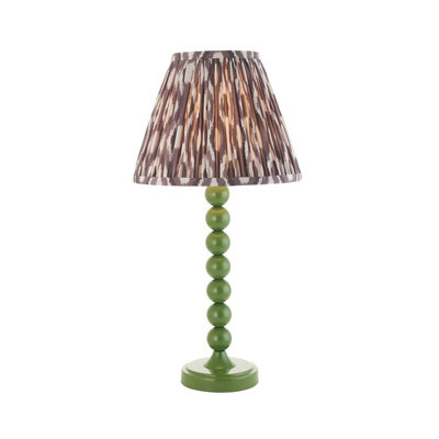 Luminosa Lighting Luminosa Higgledy Gloss Cotswold Green Paint Table Lamp With Pearl Grey Fabric Ikat Shade 25Cm E14 from B&Q